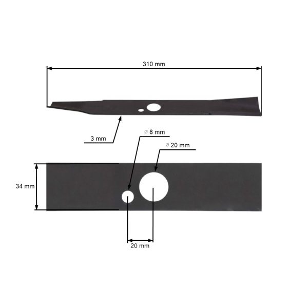 Nóż kosiarki 31 cm (12") do kosiarek elektrycznych Valex Estroil Partner (OEM 1489820 5950481)