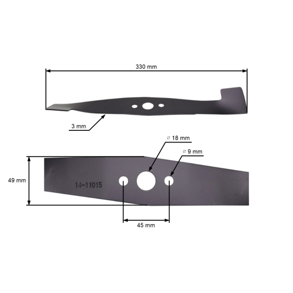 Nóż kosiarki 33 cm (13") z podbieraczem do kosiarek elektrycznych Castel Garden Dolmar Stiga Honda (OEM 81004116/0 81004141/0 1111-9156-01 1111915601 CG81004117H1)