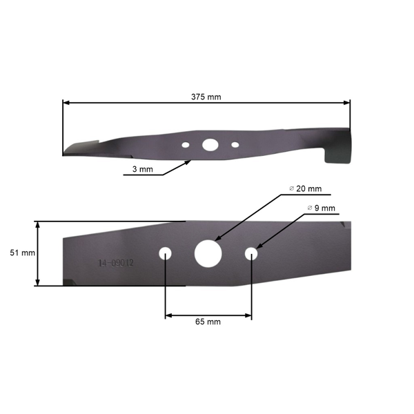 Nóż kosiarki 37,5 cm (15") z zbierakiem do kosiarek elektrycznych AL-KO Alko Classic 38E Classic 3.8E BEM 1301 Comfort 40E (OEM 105411SB 117721 343685 513631)