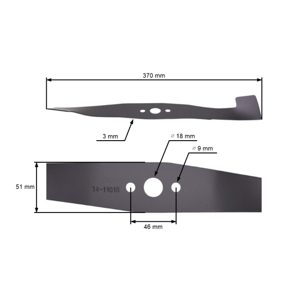 Nóż kosiarki 37 cm (15") z podbieraczem do kosiarek elektrycznych Castel Garden Dolmar Stiga Alpina McCulloch (OEM CG81004117H0 1111915701 664004117 81004117/1)
