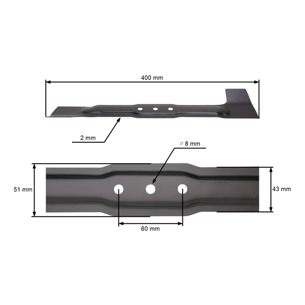 Nóż kosiarki 40 cm (16") z podbieraczem do kosiarek elektrycznych Bosch Rotak (OEM F016800273)