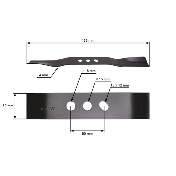 Nóż kosiarki 45,2 cm (18") do chińskich kosiarek i kosiarek hobbystycznych NAC C460V S460 S460V S460VY S460-053