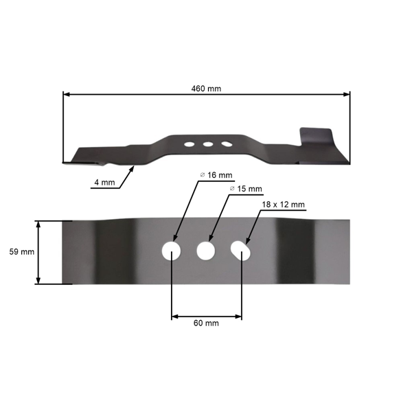 Nóż kosiarki 46 cm (18 cali) z podbieraczem do chińskich kosiarki NAC i kosiarek hobby (OEM C460V S460 S460V S460VY)