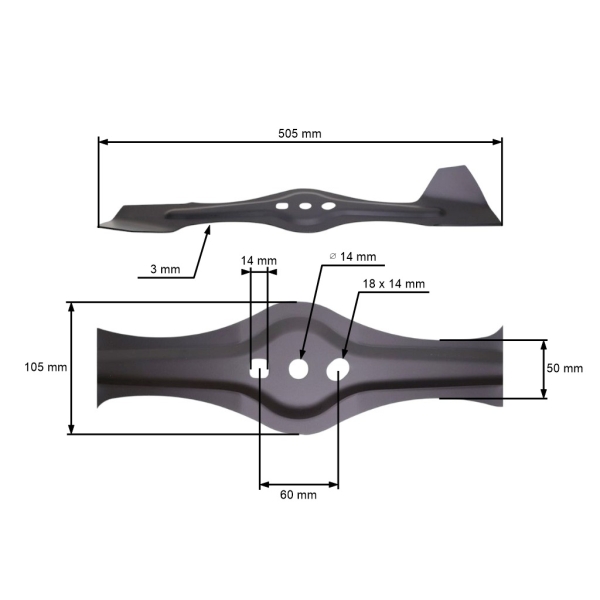 Nóż kosiarki 50,5 cm (20 cali) z podbieraczem do pił łańcuchowych Hecht Avenberg Fieldmann Vega (OEM 50G5510000000)