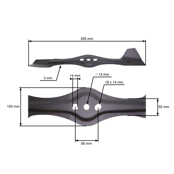 Nóż kosiarki 50,5 cm (20 cali) z podbieraczem do pił łańcuchowych Hecht Avenberg Fieldmann Vega (OEM 50G5510000000)