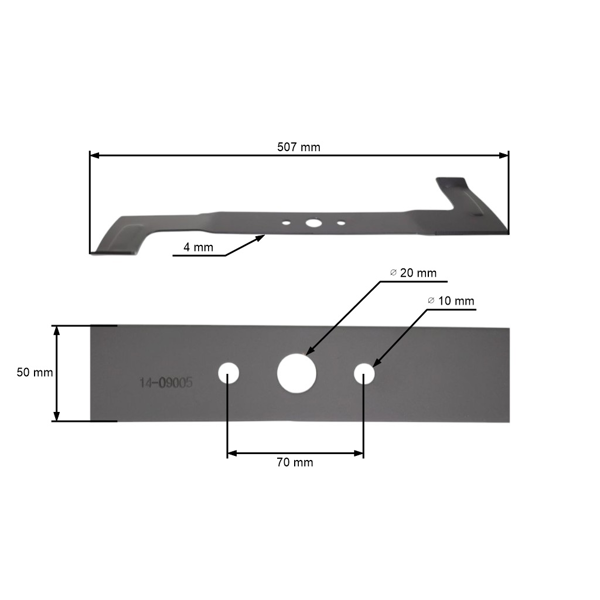 Nóż kosiarki 50,7 cm (20") z zestawem do kosiarek silnikowych AL-KO Alko 510 (OEM 548415)