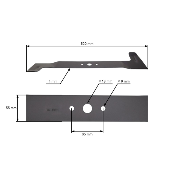 Nóż kosiarki 52 cm (20") lewy do traktorków ogrodowych Brill Castel Garden Gardea Honda Iseki Sabo John Deere Solo Stiga Viking (OEM 82004340/1 SB82004340/1 6151 702 0100)