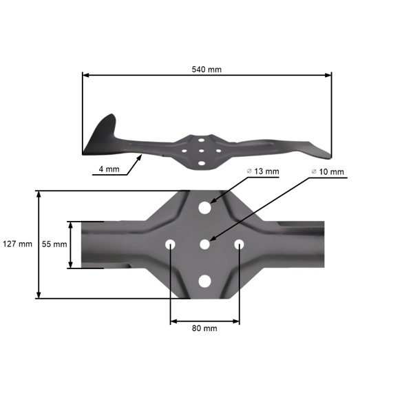 Nóż kosiarki 54 cm (21"), prawy, do traktorów ogrodowych Husqvarna Jonsered Partner McCulloch Poulan Craftsman (OEM 532180425)
