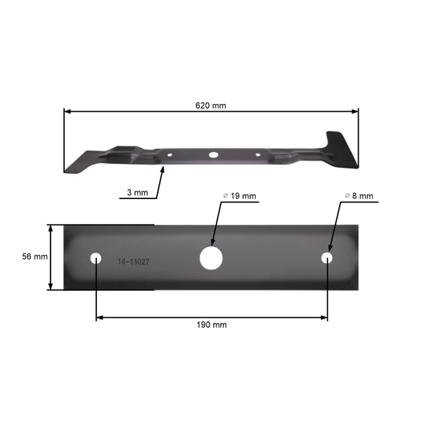Nóż kosiarki 62 cm (24") do traktorków ogrodowych Castel Garden Stiga Brill Iseki Varilux Honda Dolmar Viking (OEM 184109501/0 84109501/0 1136-1068-01 1136106801)