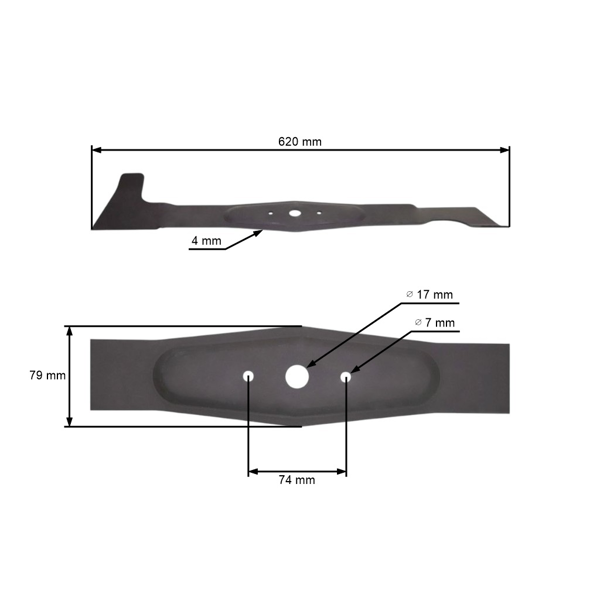 Nóż kosiarki 62 cm (24") prawy do traktorków ogrodowych Efco EF124 Oleomac OM124 AGS Herkules Axxom Karsit Agrojet (OEM 532050422593 532-050-422-593 532.050.422.593A)