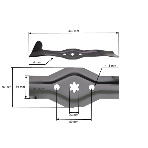 Nóż kosiarki prawostronnej 46,2 cm (18") z podbieraczem do traktorków ogrodowych Husqvarna Jonsered Partner McCulloch Poulan Weedeater (OEM 532186386)