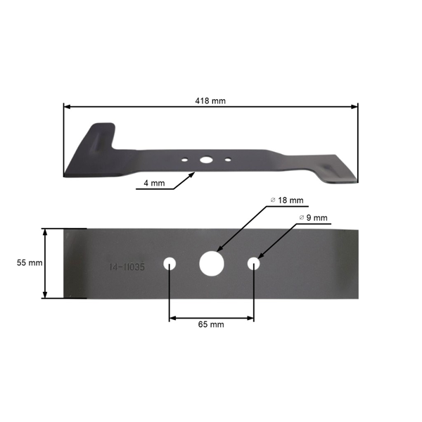 Nóż kosiarki prawy 41,8 cm (17") do traktorków ogrodowych Castel Garden Alpina Stiga Mountfield (OEM 182004358/0)