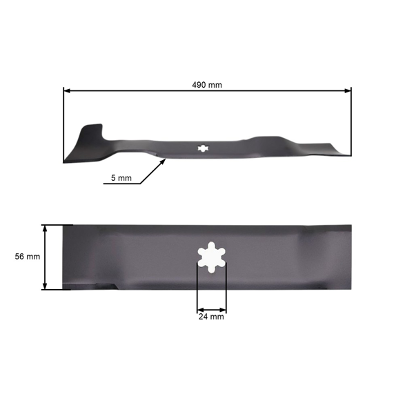 Nóż kosiarki prawy 49 cm (19") z podbieraczem do traktorków ogrodowych Husqvarna Jonsered Partner McCulloch Poulan Jonsered Craftsman AYP (OEM 532427985)