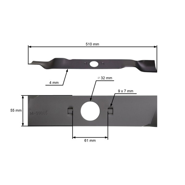 Nóż mulczowania 51 cm (20") do kosiarek silnikowych Hecht