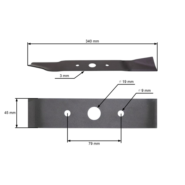 Nóż tnący 34 cm (13") do kosiarek elektrycznych Kabit