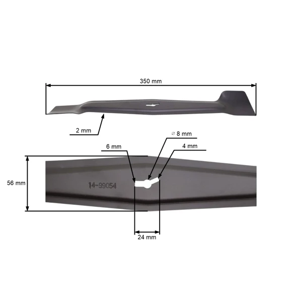 Nóż tnący 35 cm (14") do kosiarek elektrycznych Einhell Castorama Grizzly (OEM 603715 GM80BX.A0.02)