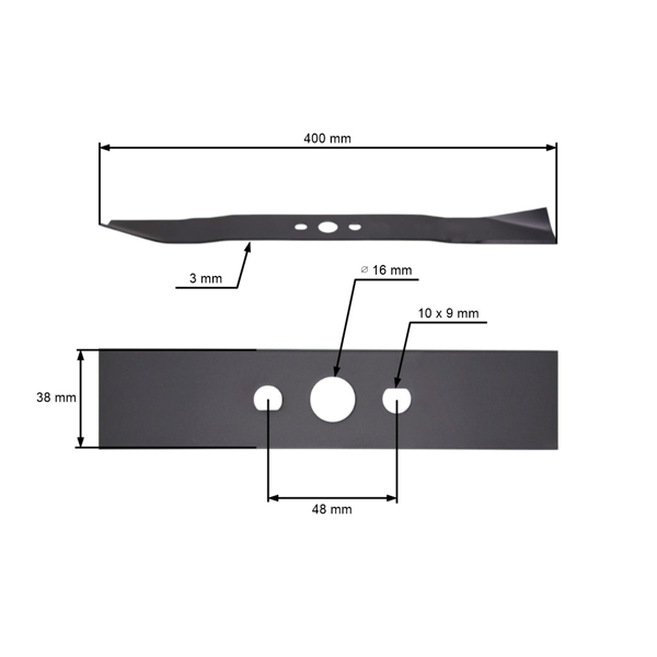 Nóż tnący 40 cm (16") do Hortmasz Dym Hortus Leroy Merlin Victus Chińskie kosiarki silnikowe i kosiarki hobbystyczne (OEM 26300100401)