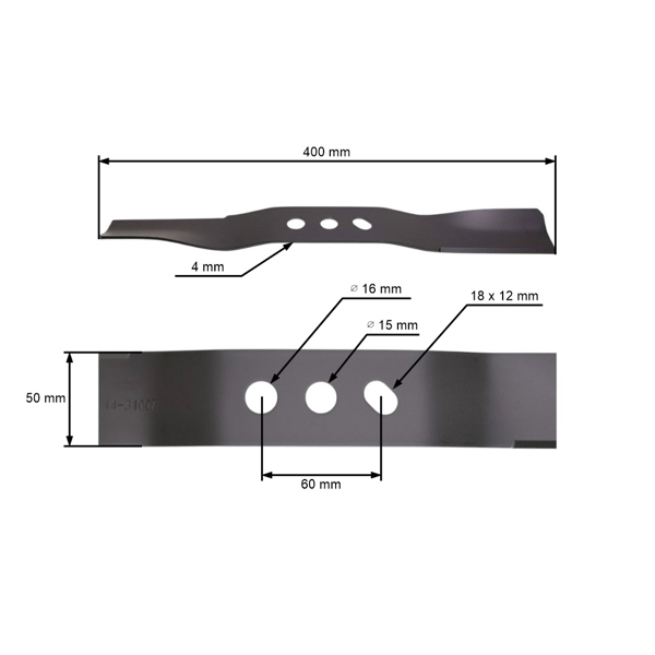 Nóż tnący 40 cm (19") do chińskich kosiarek silnikowych i kosiarek hobbystycznych NAC C400i-035