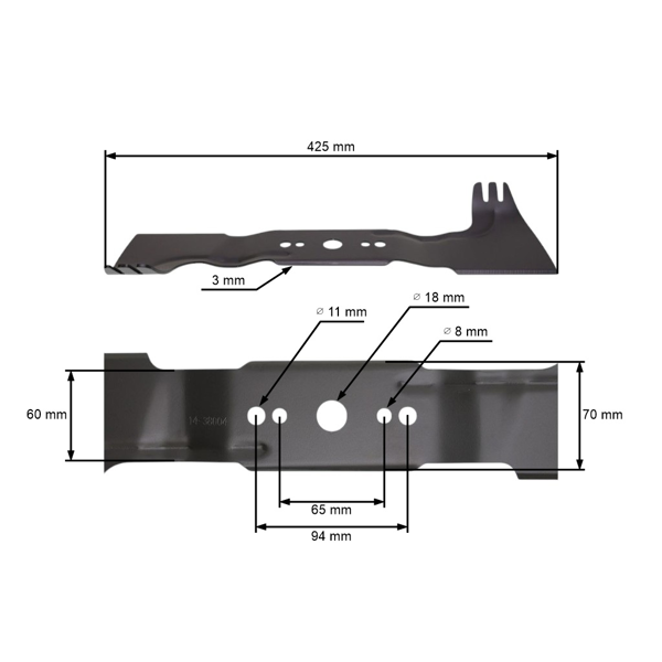 Nóż tnący 42,5 cm (17") do Stihl Viking MB 450 MB 450 M MB 450 X MB 455 MB 455 M (OEM 63407020100)