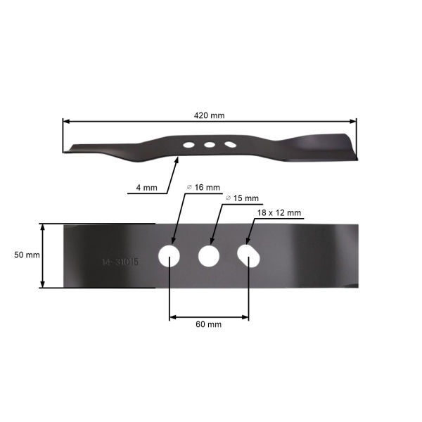 Nóż tnący 42 cm (16") do chińskich kosiarek silnikowych i kosiarek z rynków hobbystycznych NAC