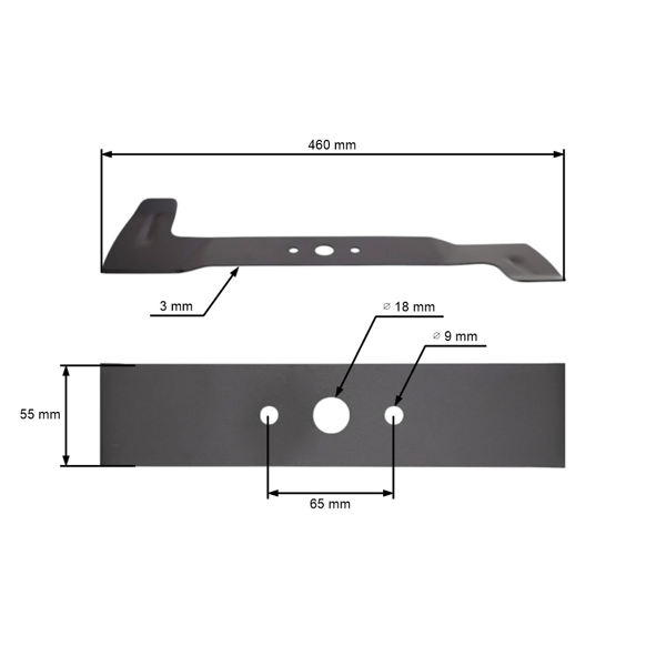 Nóż tnący 46 cm (18") prawy do traktorków ogrodowych Castelgarden (OEM SB82004345/0 1136-0459-01)