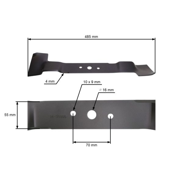 Nóż tnący 48,5 cm (19") prawy do traktorków ogrodowych Stihl Viking MT 5097.0 (OEM 61607020105)