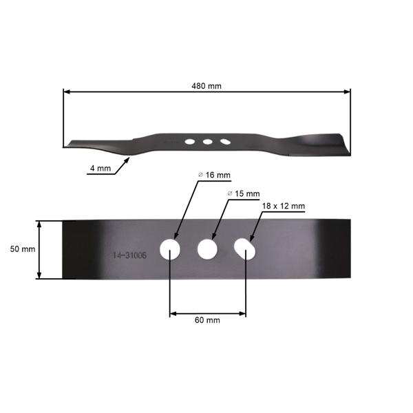 Nóż tnący 48 cm (19") do chińskich kosiarek i kosiarek hobbystycznych NAC S480-055