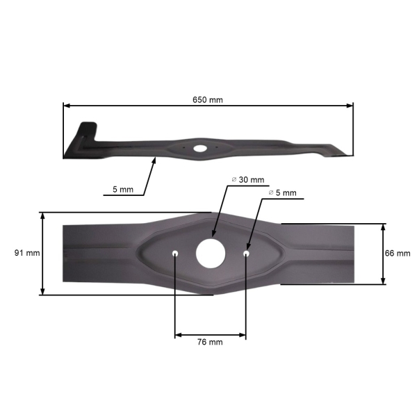 Nóż tnący 65 cm (25") prawy do traktorków ogrodowych Etesia 82741 MZ124D01L MZ124R (OEM 82741 MZ124D01L MZ124R)