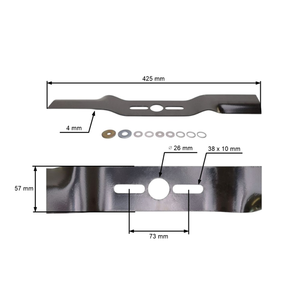 Nóż uniwersalny Oregon z podkładką redukcyjną do kosiarek 42,5 cm