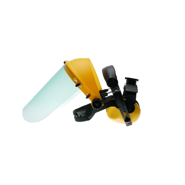 Ochronna osłona twarzy z poliwęglanu z ochronnikami słuchu do pił łańcuchowych, kos spalinowych i innego sprzętu ogrodniczego