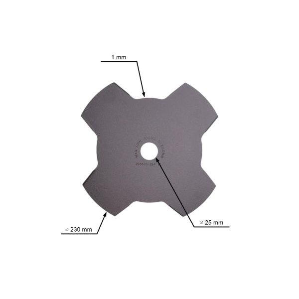 Ostrze kosiarki ze stali Oregon 4 zęby 230 mm x 1,4 mm do kosy i trymera Stihl Husqvarna Jonsered Oleomac Dolmar Makita Honda