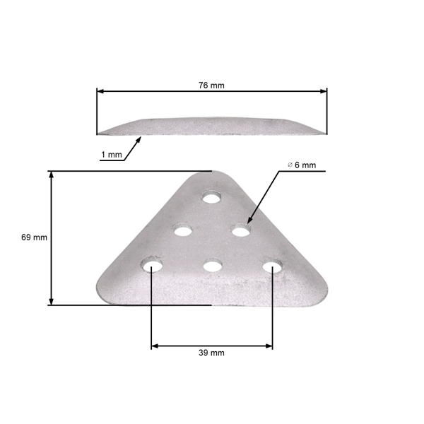 Ostrze trójkątne 6,9 cm (3") do kosiarek Wolf Kynast (OEM 4111 081 WL4111081 WL4111 081)