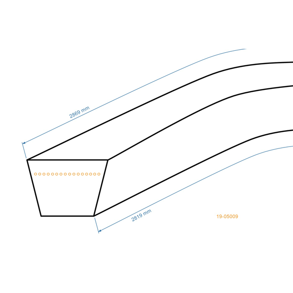 Pas klinowy 2819 mm x 2869 mm x 13 mm do ciągników ogrodowych Husqvarna Partner Jonsered Poulan McCulloch Craftsman (OEM 532441834 583560610 170140)