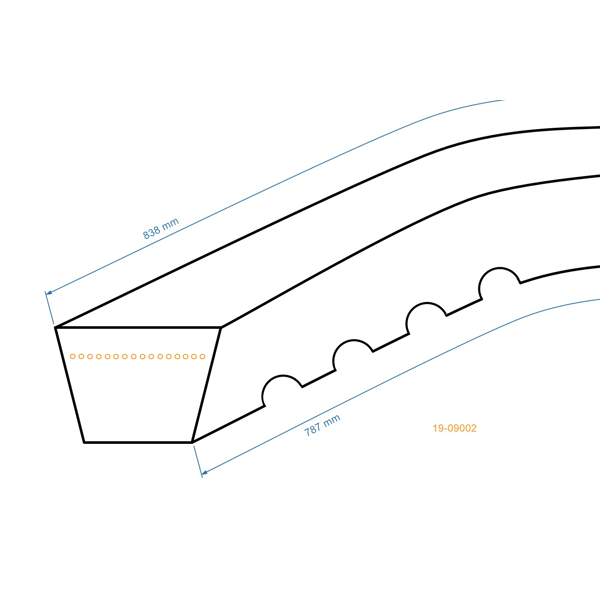 Pas klinowy 787 mm x 838 mm x 10 mm do pił łańcuchowych AL-KO Alko SILVER 51BR 520BR (OEM 462714 452714)