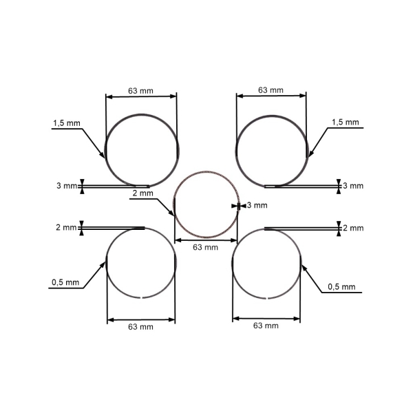 Pierścienie Tłokowe do Silników Honda GX160 GXV160 68 mm (OEM 13010-ZF1-023 13010-ZL0-003)