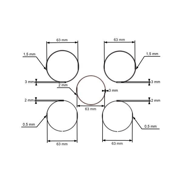Pierścienie Tłokowe do Silników Honda GX160 GXV160 68 mm (OEM 13010-ZF1-023 13010-ZL0-003)