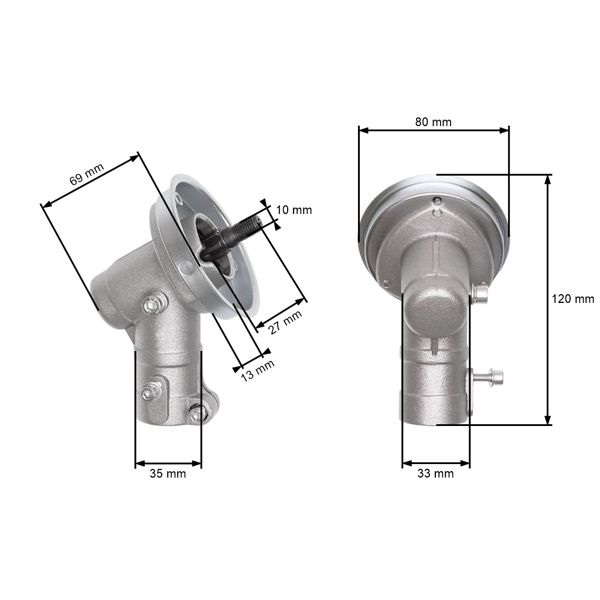 Przekładnia kątowa kosy spalinowych chińskich i wykaszarek z marketów hobbystycznych o średnicy rury 28 mm na wale z 9 zębami