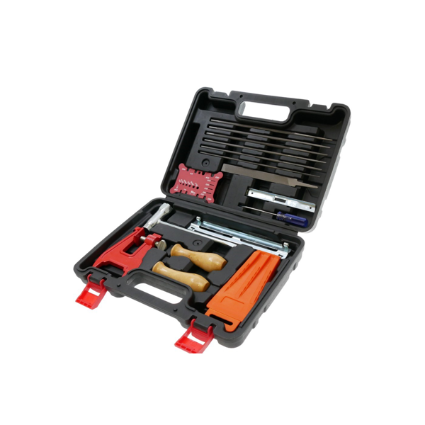 Przenośna walizka z narzędziami do ostrzenia łańcuchów pił