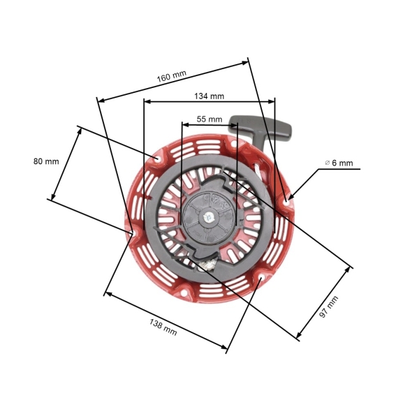 Rozrusznik kompletny z licznikiem do silników Honda GX140 GX160 GX200 o mocy 5,5 PS - 6,5 PS (OEM 28400-ZE1-003ZA 28400-ZE8-013ZA 28400ZE8509)