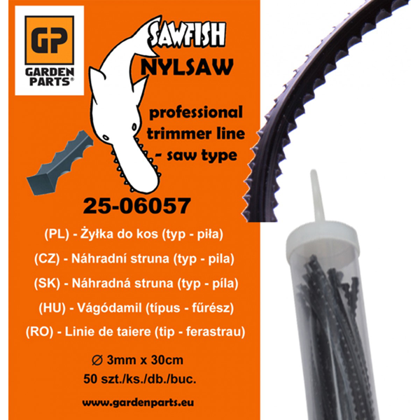 Sznurek kosiarki średnica 3,0 mm długość 30 cm opakowanie 50 szt. Profil sawfish nylsaw do kos i podkaszarki
