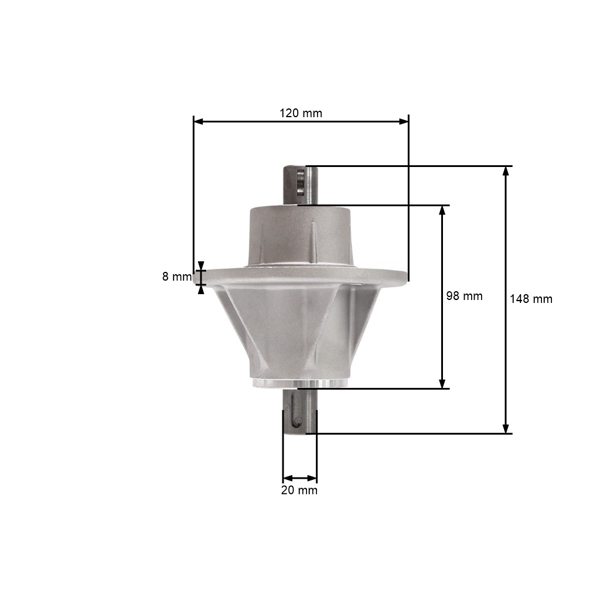 Trzpień noża koszącego do traktorków ogrodowych Alpina Castel Garden Stiga Mountfield (OEM 382207204/1 382207204/0 382207206/0)