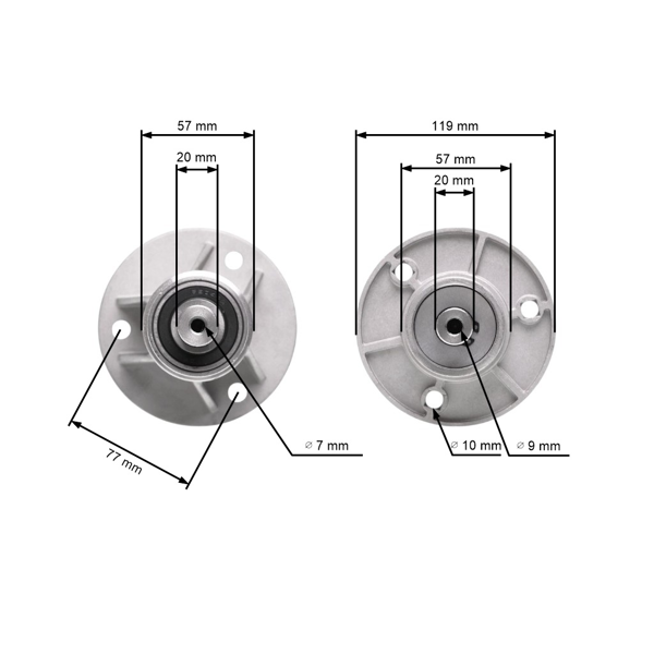 Trzpień noża koszącego do traktorków ogrodowych Castel Garden Honda Oleomac Karsit Solo Stiga Viking (OEM 82207201/0 6151 700 3505 CG82207-201-H2 1136-0480-01)