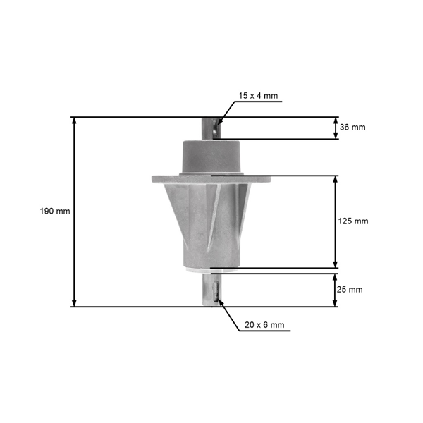 Trzpień noża koszącego do traktorków ogrodowych Castel Garden Honda Oleomac Karsit Solo Stiga Viking (OEM 82207201/0 6151 700 3505 CG82207-201-H2 1136-0480-01)