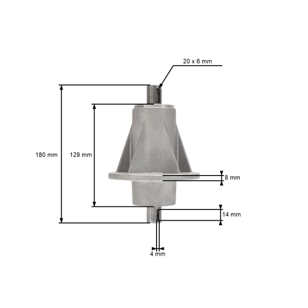 Trzpień noża koszącego lewa strona z prawym gwintem do traktorków ogrodowych Stiga Honda Castel Garden (OEM 328807202/0 82207202/0 1136-0481-01)