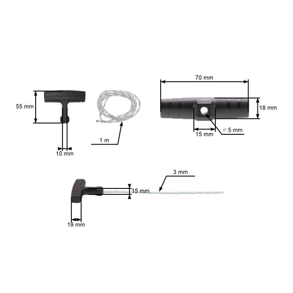 Uchwyt rozrusznika ze skakanką 3,0 mm x 1,0 m do pił łańcuchowych Husqvarna Jonsered McCulloch Partner Dmuchawy Kosiarki (OEM 503543901)