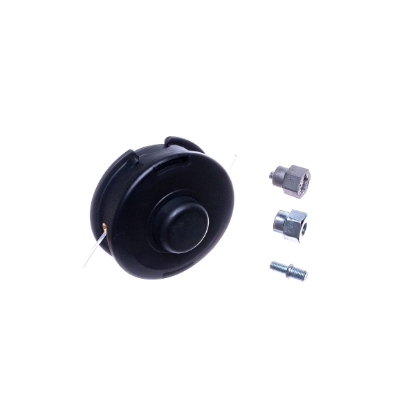 Uniwersalna półautomatyczna głowica żyłkowa o średnicy zewnętrznej 109 mm do kosy i podkaszarki z zestawem adapterów