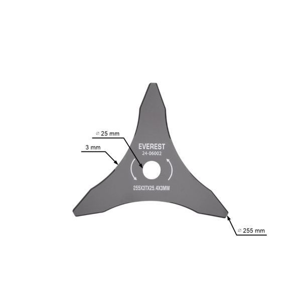 Uniwersalna tarcza tnąca ze stali 3 rozmiary zębów 255 mm x 3,0 mm otwór 25,4 mm do kos i podkaszarki