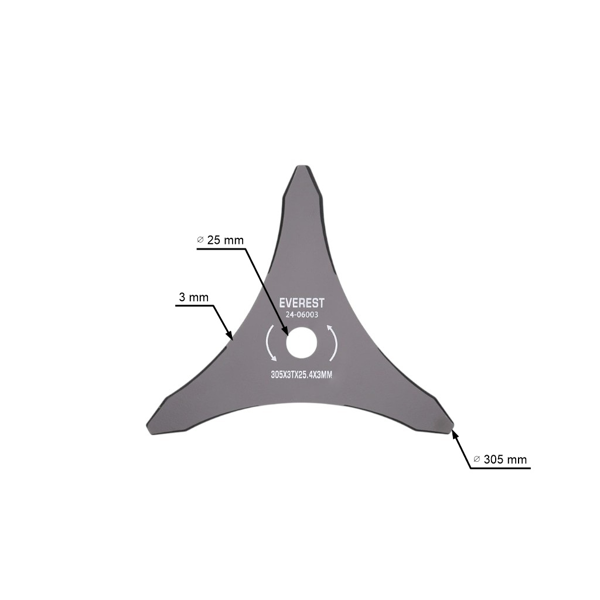 Uniwersalna tarcza tnąca ze stali 3 rozmiary zębów 305 mm x 3,0 mm otwór 25,4 mm do kos i podkaszarki