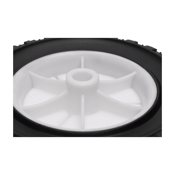 Uniwersalne koło plastikowe do kosiarek silnikowych i elektrycznych o średnicy 150 mm z gumową oponą