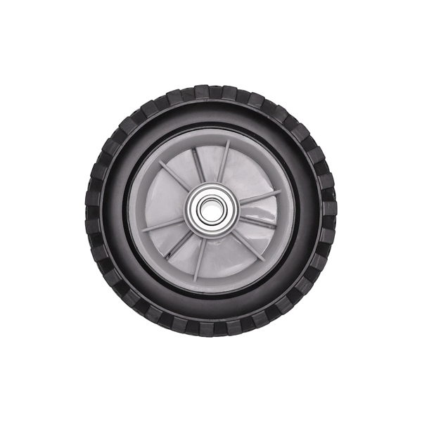 Uniwersalne koło plastikowe z łożyskiem do kosiarek silnikowych i elektrycznych o średnicy 150 mm z gumową oponą
